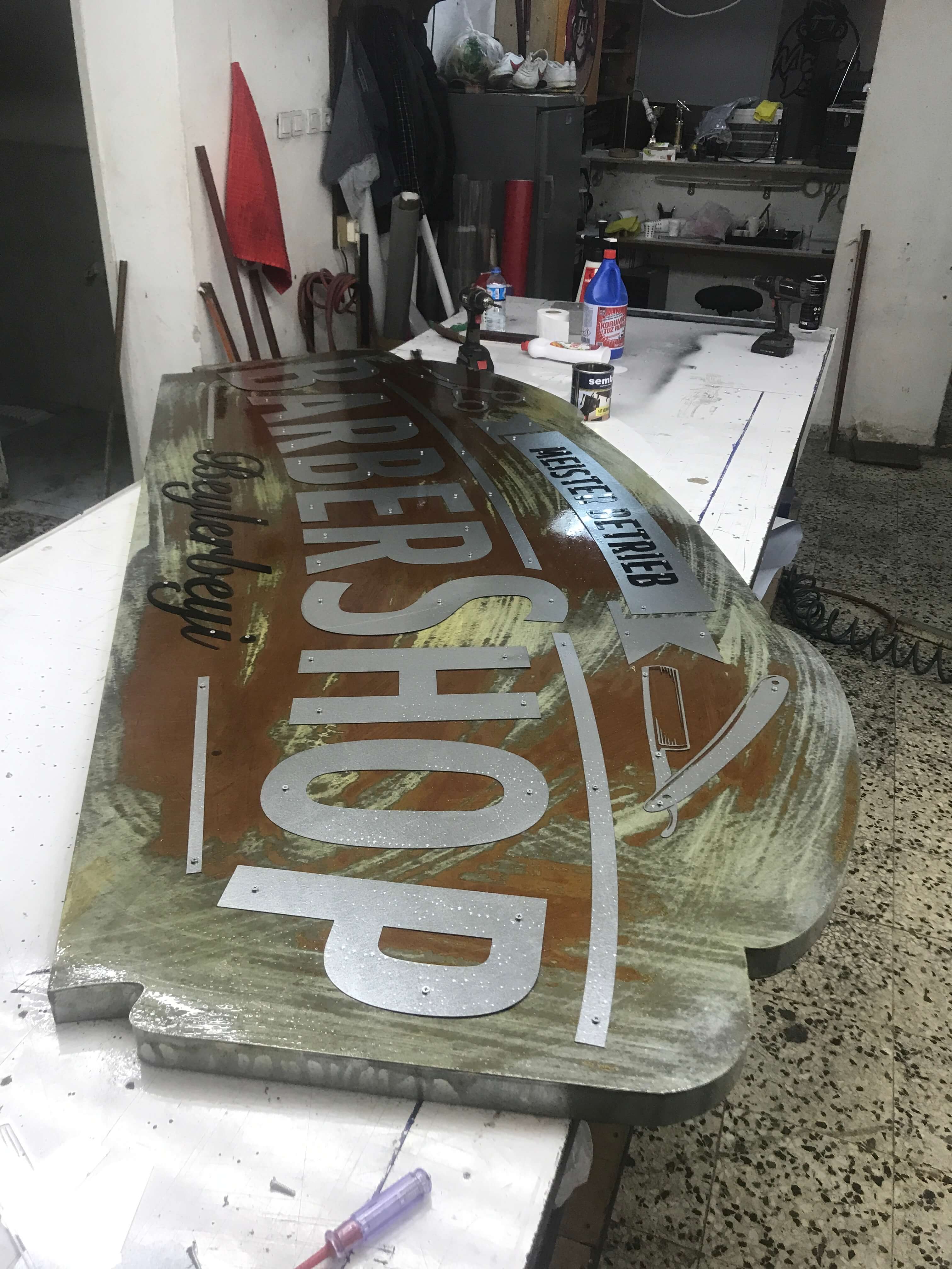 Ahşap eskitme tabela 2